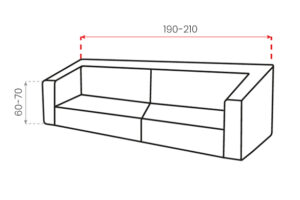 Afmetingen Bankhoes Milan Hoge Arm 190-210 cm