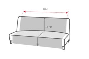 Afmetingen bankbeschermer Duo Click Clack 180 cm