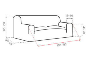 Afmetingen bankhoes Anza - loveseat 130-180cm