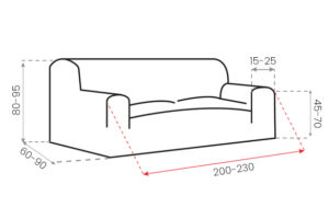Afmetingen bankhoes Anza 200cm tot 230cm