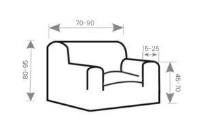 Afmetingen bankhoes Anza 70cm tot 90cm