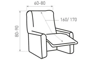 Afmetingen Belmarti® stoelhoes Anza relaxfauteuil