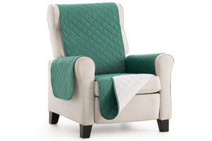 Bankbeschermer Duo omkeerbare microvezel in groen en ivoor op fauteuil