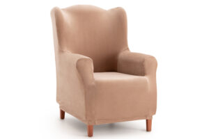 Beige oorfauteuilhoes Bellagio met zachte luxe uitstraling