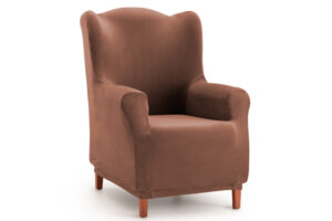 Bruine oorfauteuilhoes Bellagio met zachte luxe uitstraling
