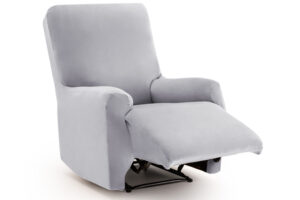 Relaxfauteuilhoes met beweegbare voetensteun Bellagio Velvet lichtgrijs