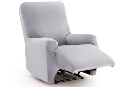 Relaxfauteuilhoes met beweegbare voetensteun Bellagio Velvet lichtgrijs